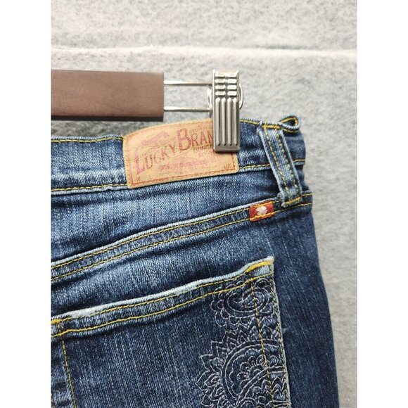 Lucky Brand Womens Ashford Classic Rider Jeans Size 12 Blue Mid-Rise Embroidered - Picture 4 of 7